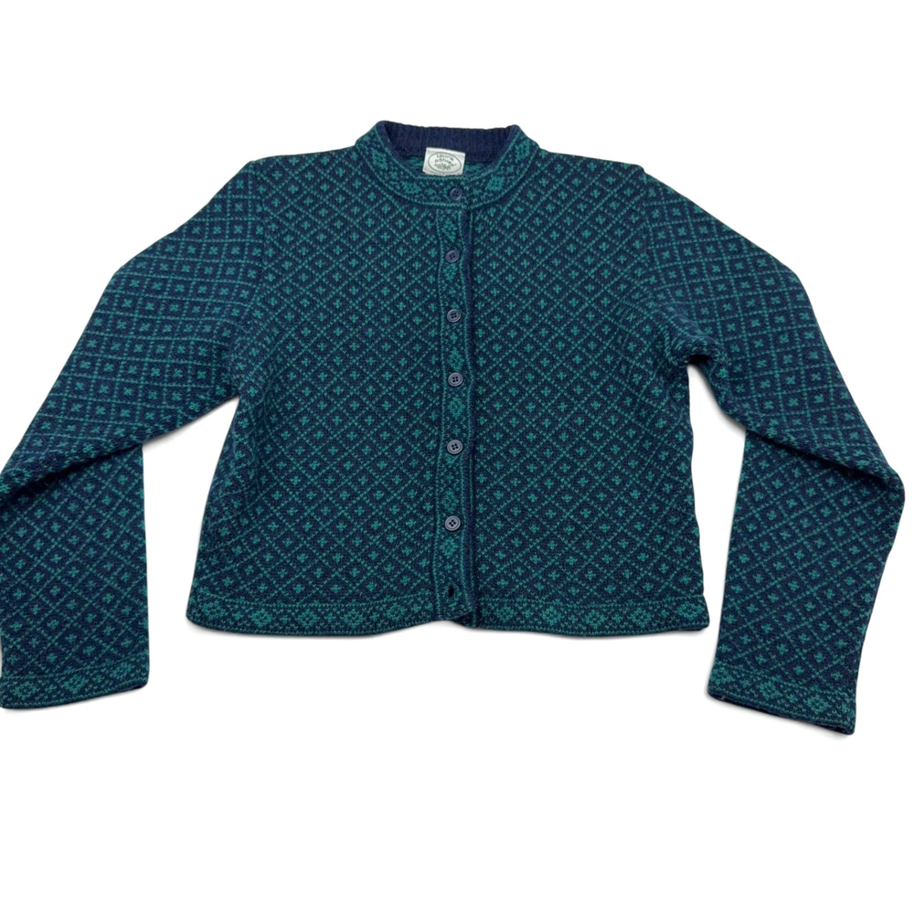Vtg Laura Ashley Cardigan Sweater Womens Medium/Large Fair Isle Wool Scotland